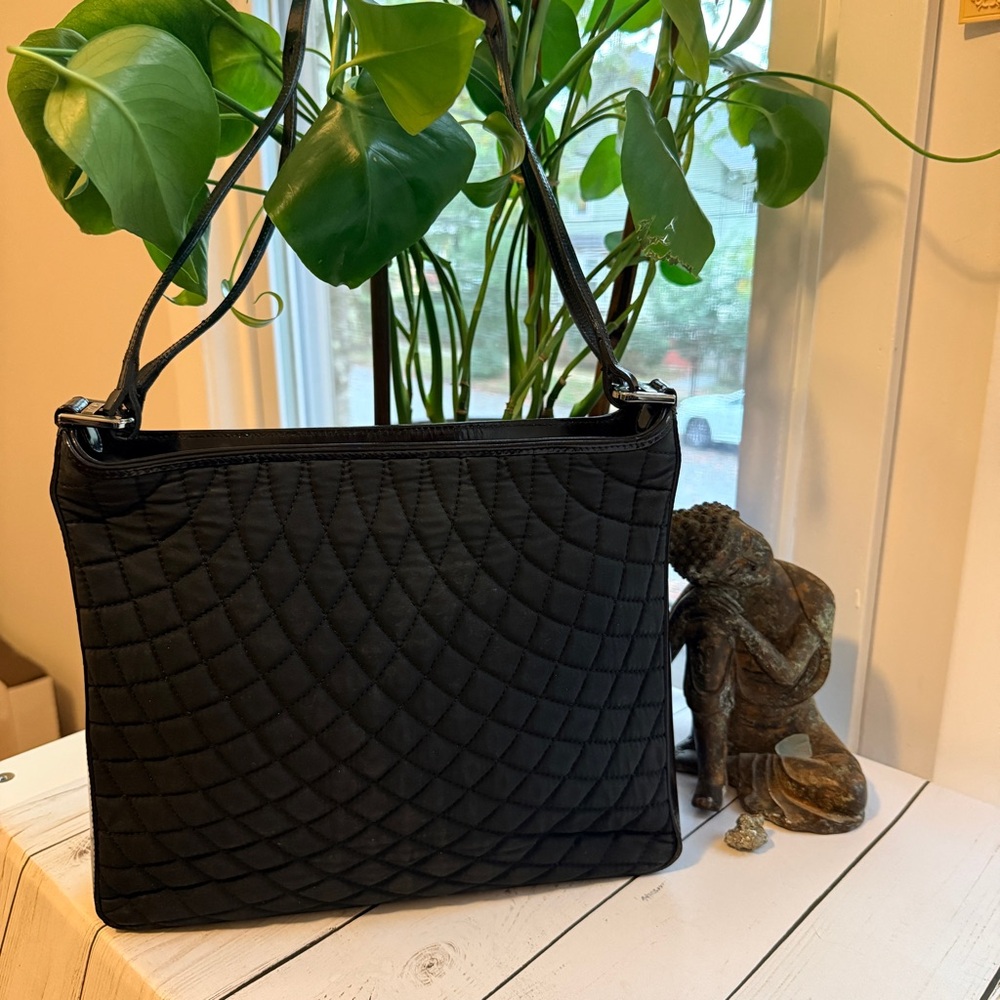 BALLY | Vintage‎ Black Quilted Nylon and Leather Shoulder Bag